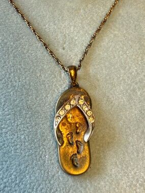 Ashton Drake Gold-Tone Flip Flop Pendant Necklace with Swarovski Crystals